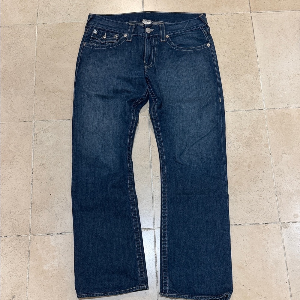 Y2K True Religion Dark Blue Straight Jeans